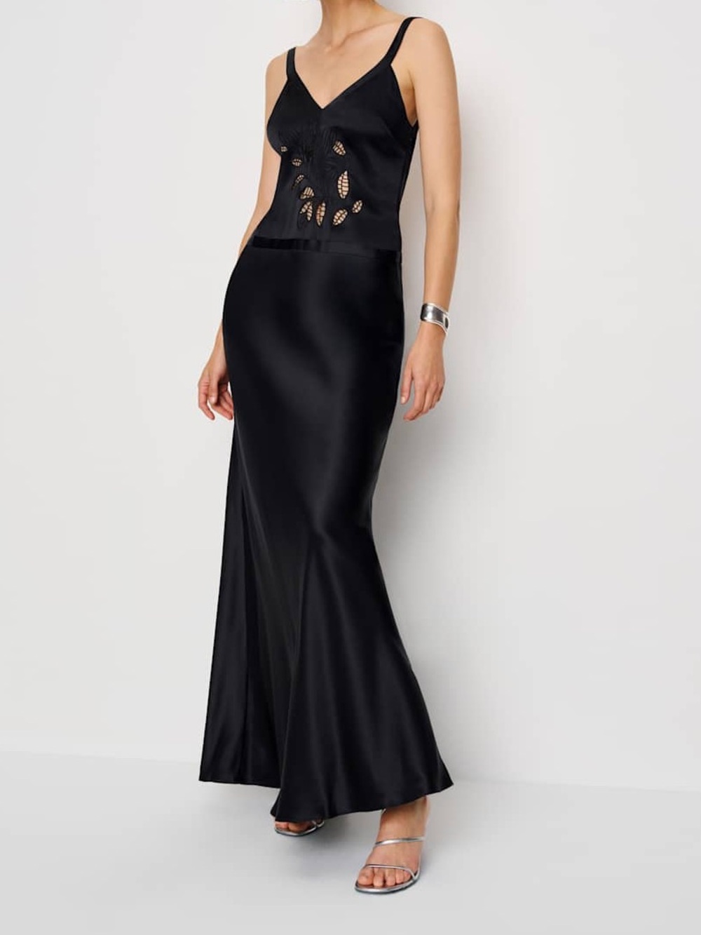 Reformation Tatie 100% Silk Maxi Open Back Embroidered Eyelet Gown - 8